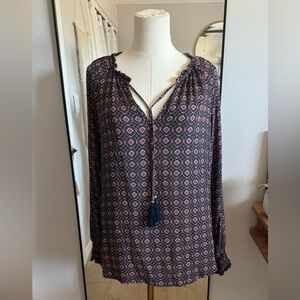Mason & Belle | Beaded Tassel Bohemian Top | Sz M
